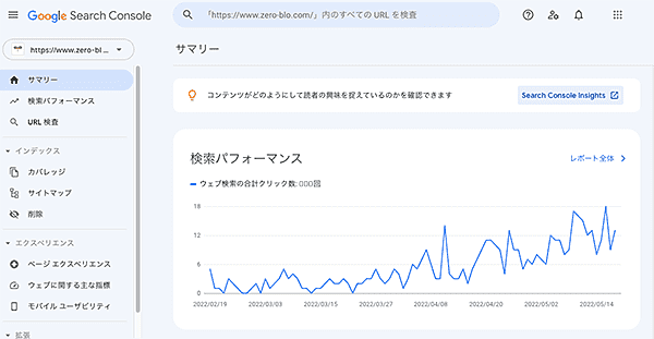 Google Search Consoleトップページ