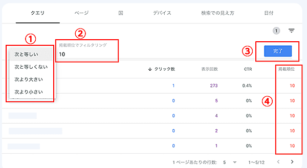 Google Search Console検索パフォーマンスの使い方基礎編謎の三角！行のフィルタリング結果
